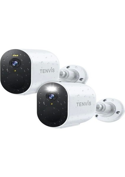 Tenvıs Güvenlik Kamerası Kablosuz White-2pack