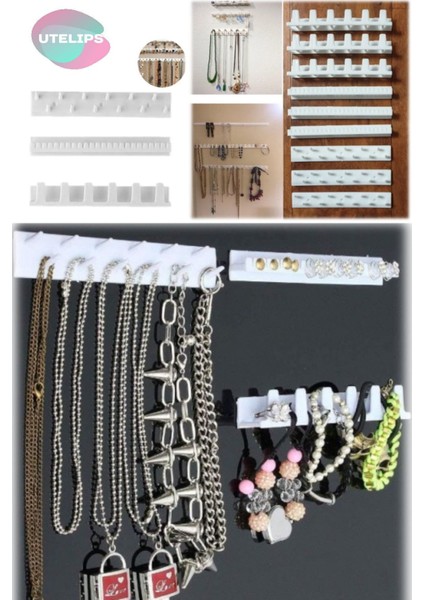 9'lu Takı Düzeni, Kolye, Bileklik, Küpe Organizatörü, Duvara ve Dolaba Yapışabilir