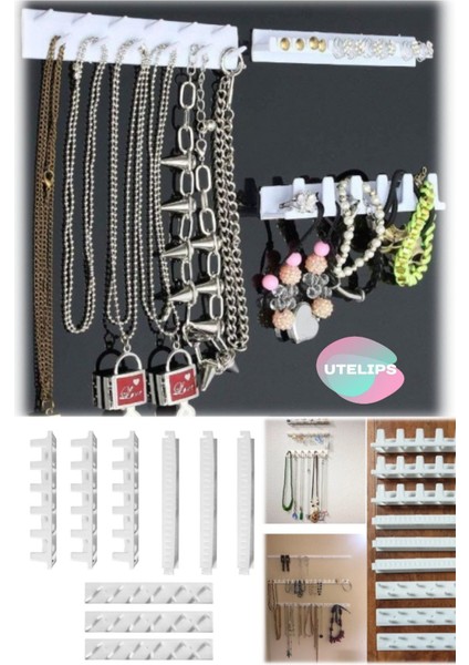 9'lu Takı Düzeni, Kolye, Bileklik, Küpe Organizatörü, Duvara ve Dolaba Yapışabilir fırsatları