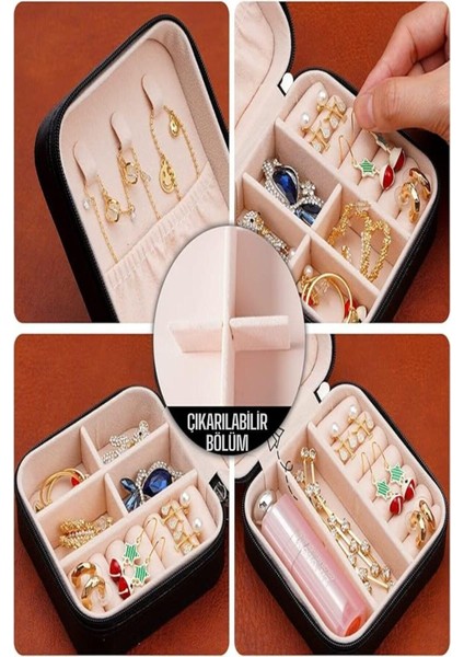 Şık Siyah Takı Kutusu, Kolye, Yüzük ve Küpe Organizeri, Mini Seyahat Çantası fiyatları