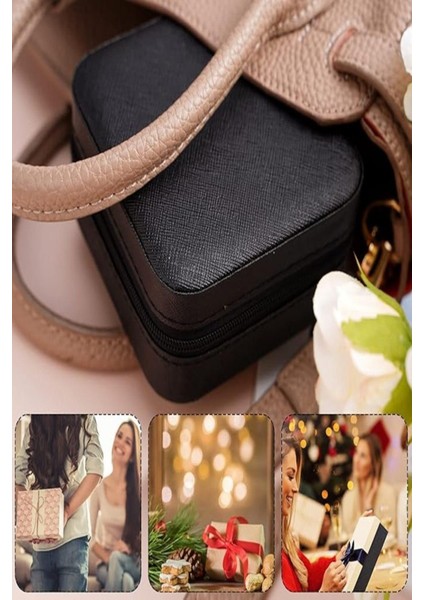 Şık Siyah Takı Kutusu, Kolye, Yüzük ve Küpe Organizeri, Mini Seyahat Çantası modelleri