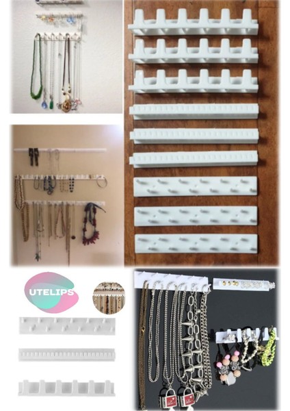 9'lu Takı Düzeni, Kolye, Bileklik, Küpe Organizatörü, Duvara ve Dolaba Yapışabilir