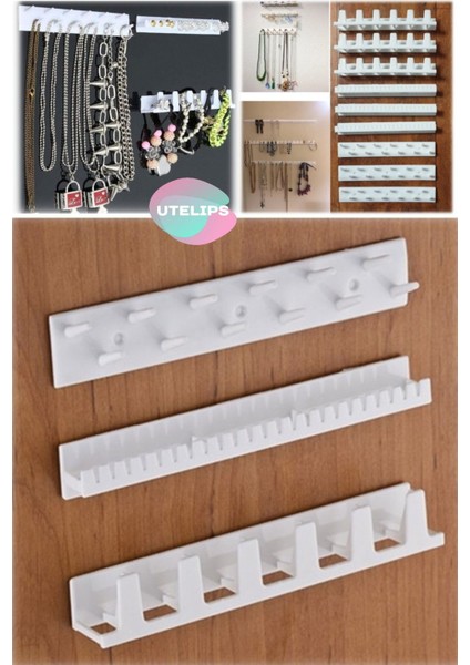 9'lu Takı Düzeni, Kolye, Bileklik, Küpe Organizatörü, Duvara ve Dolaba Yapışabilir