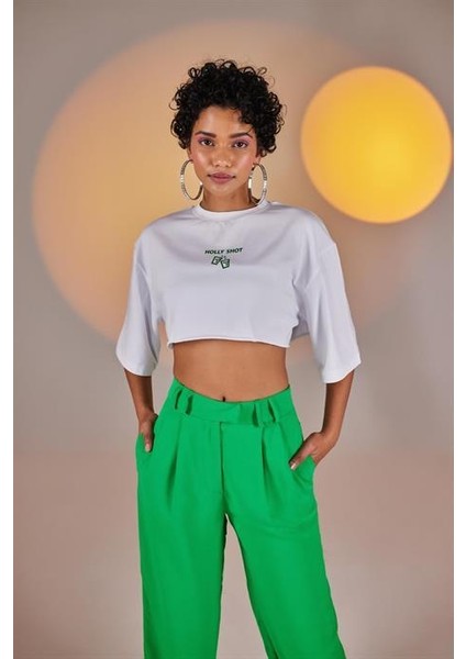 Crop Tshirt Beyaz modelleri