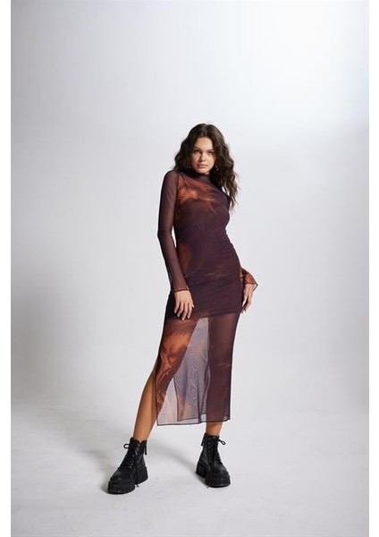 Kamille Elbise Kahve modelleri