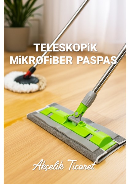 Teleskopik Uzun Kolu Mikrofiber Mop Paspas – Yüksek Emici ve Kolay Temizlik