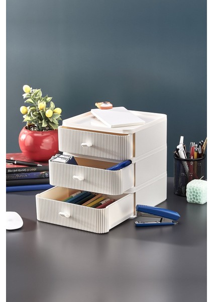 3 Katlı Ekru Düzenleyici, Makyaj, Takı ve Aksesuar Organizatörü modelleri