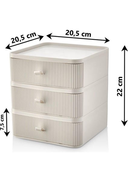 3 Katlı Ekru Düzenleyici, Makyaj, Takı ve Aksesuar Organizatörü fırsatları