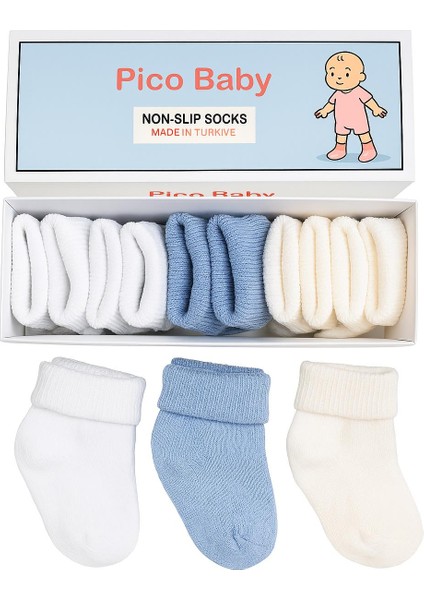 Organik Pamuk Unisex 5'li Kutulu Premium Yeni Doğan Bebek Çorabı