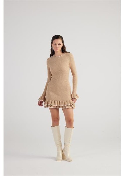 Rebeca Triko Elbise Bej