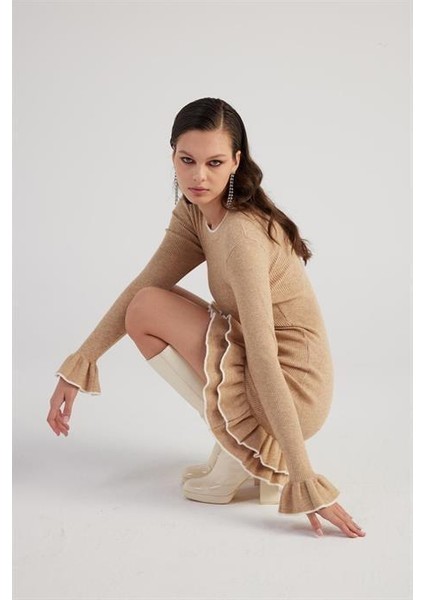 Rebeca Triko Elbise Bej fırsatları