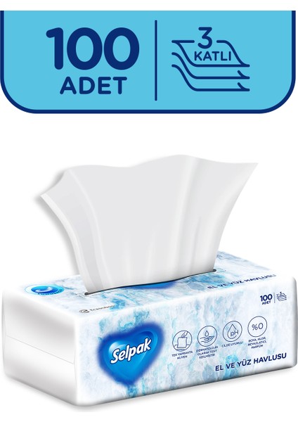 ® El Ve Yüz Havlusu 100 Yaprak Kutusuz Ambalajlı