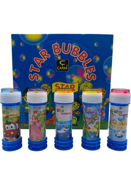 5 Adet Star Üflemeli Köpük Baloncuk Sevimli Karakterler Oyuncak Köpük Balon Bubbles 5 Adet