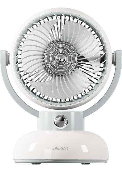 EFN12 Krem 1200mAh 3 Hız Kademe Led Işıklı Retro Masaüstü Usb Fan