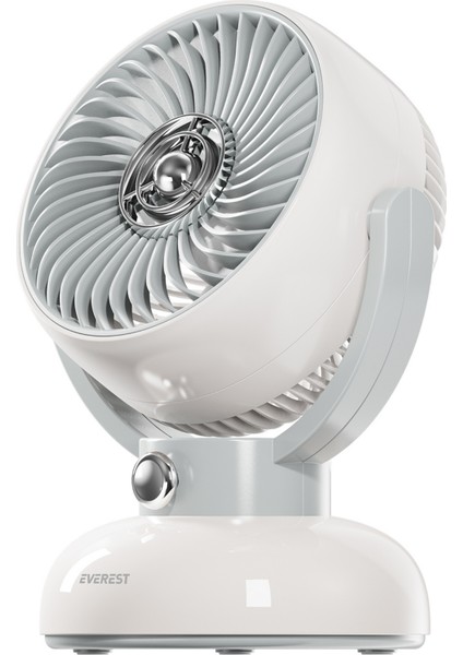 EFN12 Krem 1200mAh 3 Hız Kademe Led Işıklı Retro Masaüstü Usb Fan