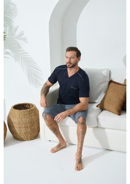 03 9454 Erkek V Yaka Kısa Kol Kapri Takım