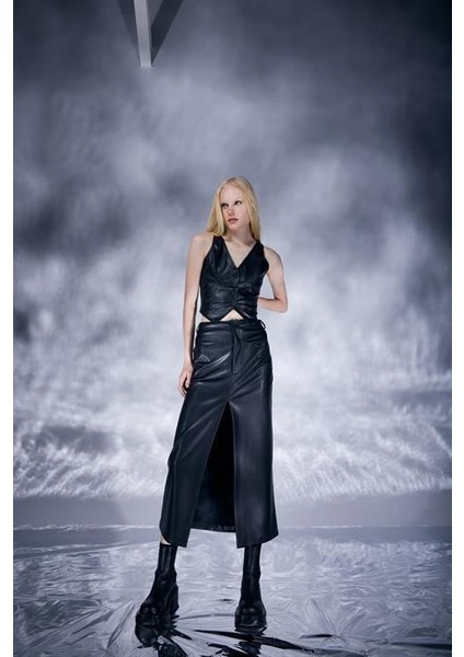 Hera Deri Etek Siyah