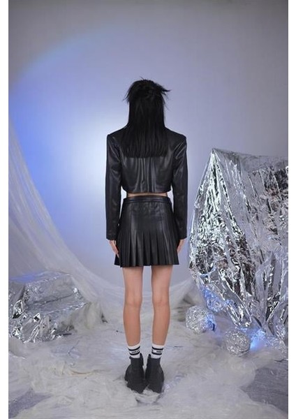 College Deri Etek Siyah indirimleri