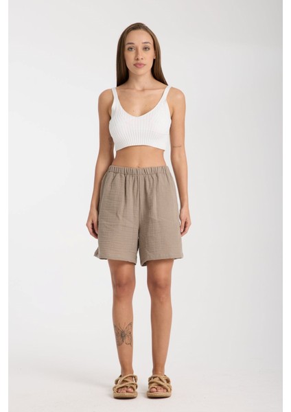 Çift Katlı Müslin Şort