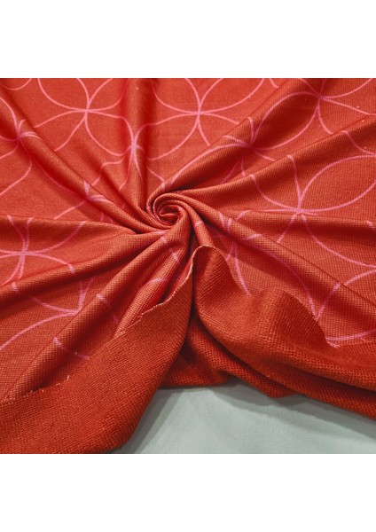 Baskılı Bambulu Havlu Kumaş | %50 Bambu %50 Pamuk | Kırmızı