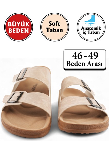 Bej Renk Anatomik Taban Erkek Terlik (Büyük Beden 46-49)