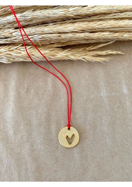 Kalpli Love/aşk Yazılı Kırmızı Ip Kolye