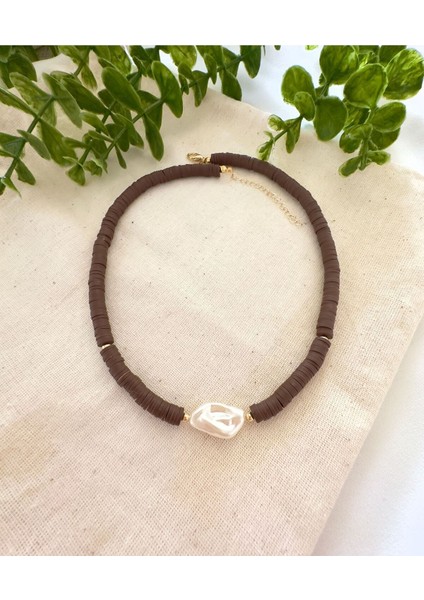 Barok Incili Kahverengi Kolye