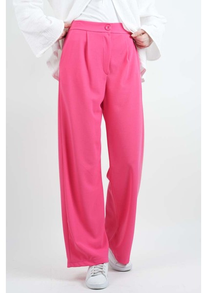 Tesettür Pantolon Double Mira Cepli Palazzo Pantolon Pembe modelleri