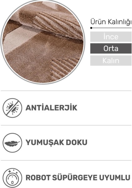 Ivona Geometrik Desenli Tozumaz Halı | Yumuşak Tuşeli, Kaymaz Tabanlı, Robot Süpürge Uyumlu fiyatları