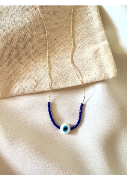 Cam Nazar Boncuklu Ince Altın Kolye