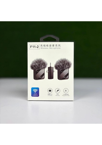 F11-2 Kablosuz Yaka Mini Mic Tak ve Çalıştır Canlı Yayın Vlog Kablosuz Yaka Çift Verici Mikrofon indirimleri