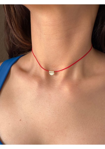 Kırmızı Minimal Ip Kolye