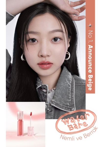 Doğal Tonlarda, Uzun Süre Kalıcı, Işıltılı Tint PERIPERA Water Bare Tint (01 Announce Beige)