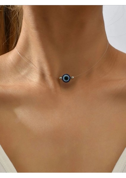 Nazar Boncuklu Hayalet Zincir Şeffaf Kolye