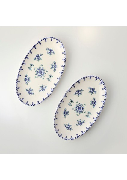 Elips 2 Parça 25 cm Modern Desenli Pürüzsüz Yüzeyli Kayık Tabak