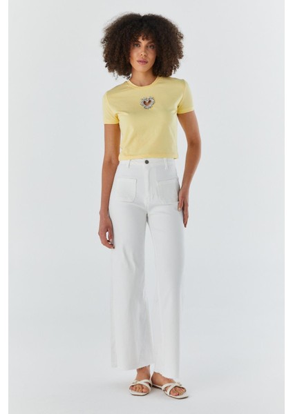 Wide Leg Pantolon Ekru