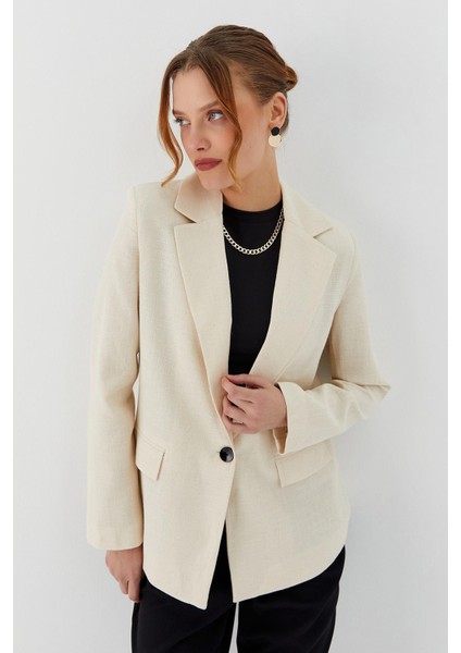 Keten Blazer Ceket Natural modelleri