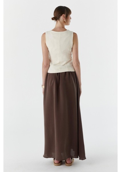 Cepli Modal Kumaş Etek Kahve indirimleri