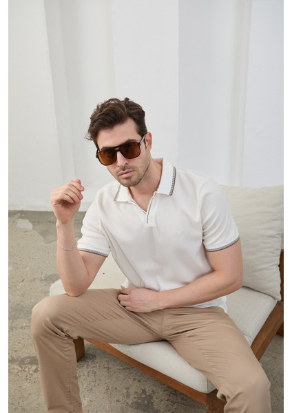 Lodz Erkek Polo Yaka Tişört Çekmeyen Pamuklu Kumaş Regular Fit Günlük