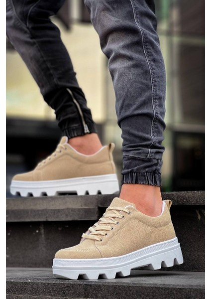 J056 Bağcıklı Ortopedik Taban Günlük Süet Erkek Spor Sneaker Ayakkabı Bt Bej fırsatları