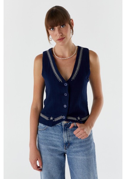 Desenli Müslin Yelek Lacı