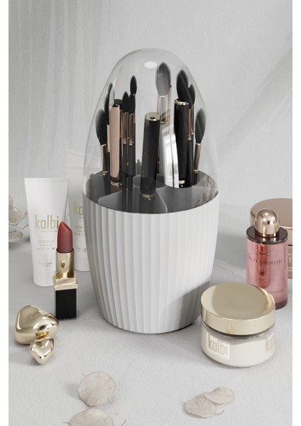 7 Bölmeli Çok Amaçlı Fanus Makyaj Düzenleyici Beyaz