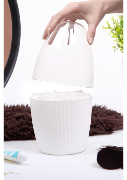 7 Bölmeli Çok Amaçlı Fanus Makyaj Düzenleyici Beyaz