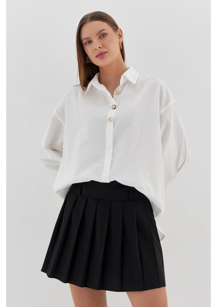 Gold Düğmeli Oversize Gömlek Beyaz fiyatları