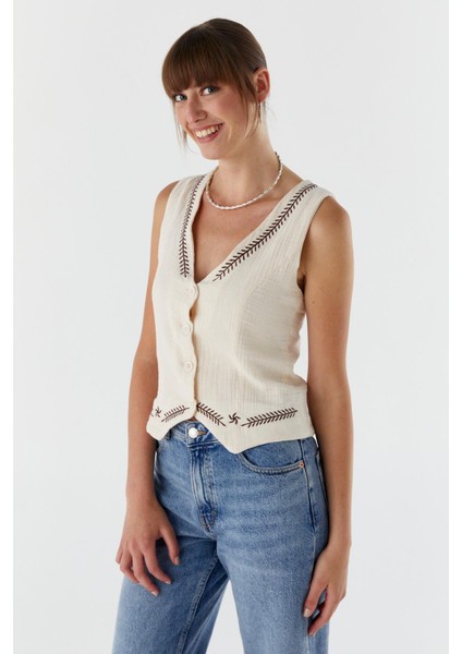 Desenli Müslin Yelek Tas