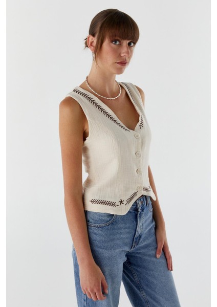 Desenli Müslin Yelek Tas fiyatları