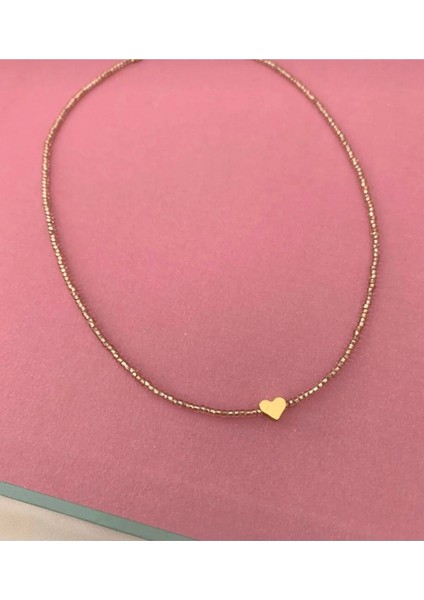 Kalpli Altın Renk Boncuk Kolye