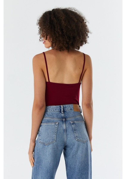 Dantel Yaka Çıtçıtlı Atlet Bordo indirimleri