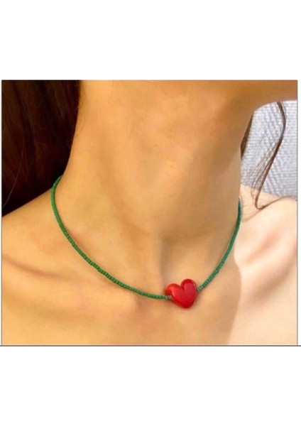 Kırmızı Murano Boncuk Kolye