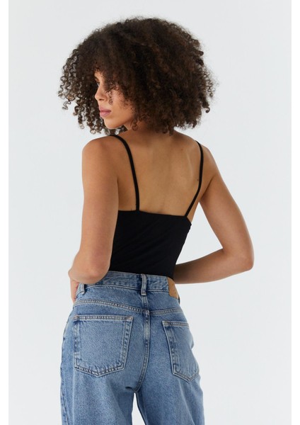 Dantel Yaka Çıtçıtlı Atlet Sıyah indirimleri